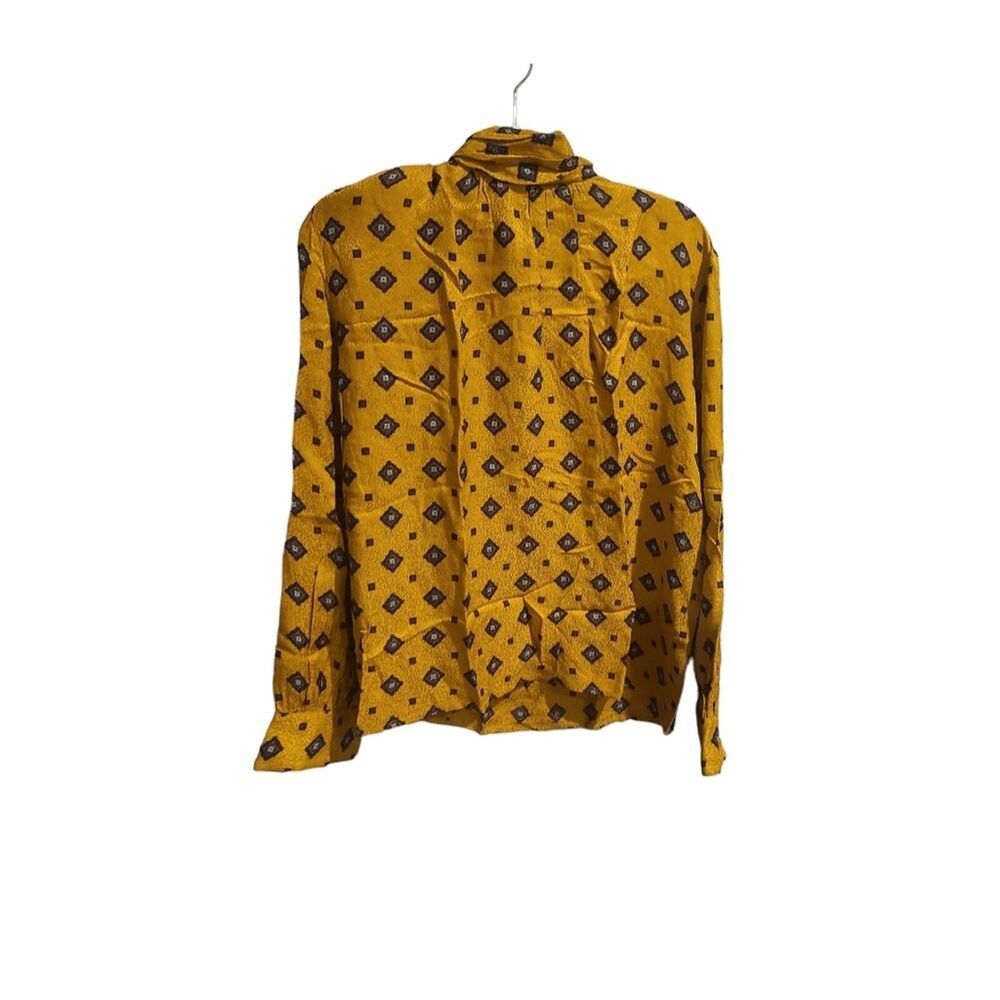 Mark Shale Vtg Gold Diamond Silk Blouse - Picture 2 of 7